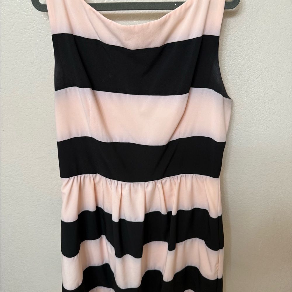 B. Darlin powder pink and black strips mini dress classic 50’s romantic feminine